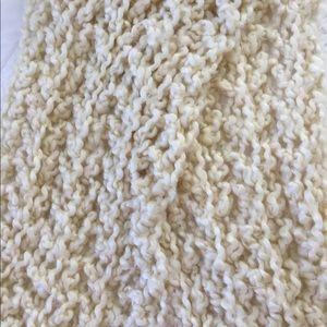 Off White Soft Scarf Coral Color Pom Pom Fringe